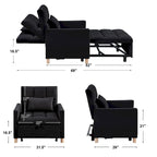 Fauteuil Lit Convertible 3 en 1, Noir