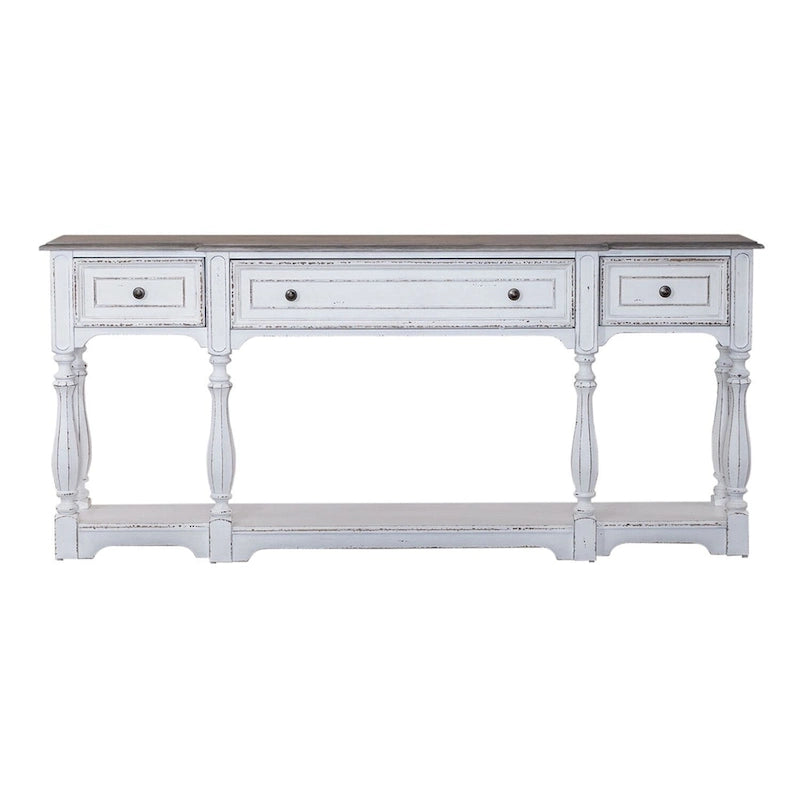 Table console de couloir 183 cm Magnolia Manor Antique White & Weathered Bark