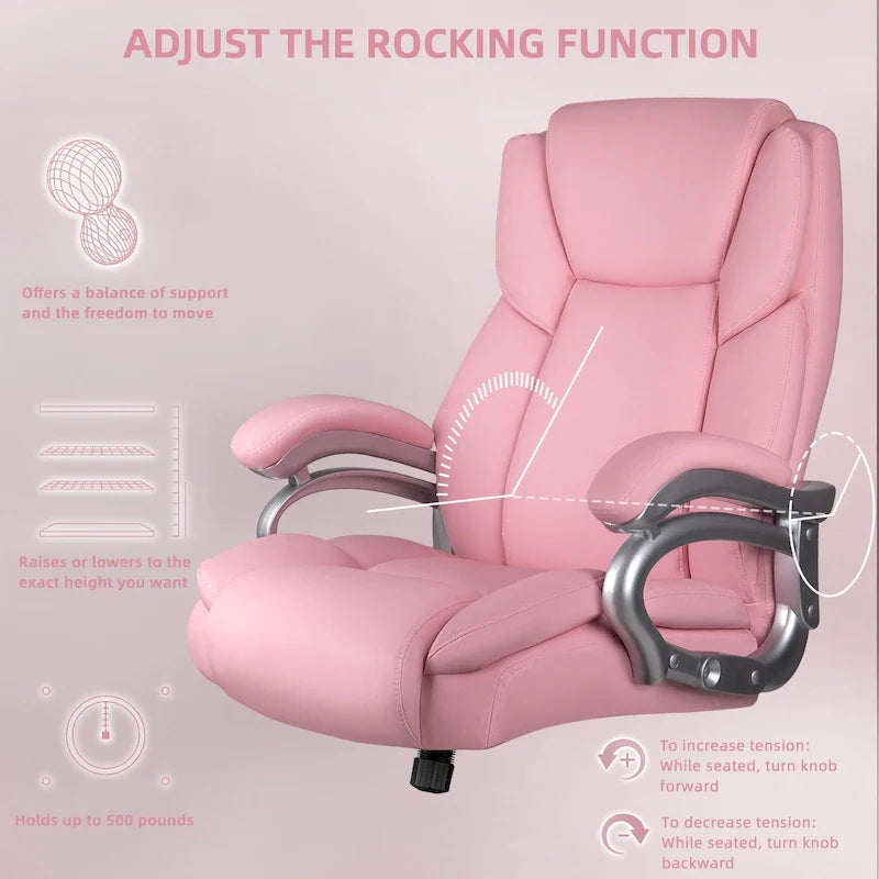 Chaise de bureau de direction Bossin grande taille et forte, 500 lb, avec support lombaire réglable, chaise ergonomique en cuir PU à dossier haut pour ordinateur