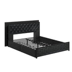 Moasis Lit Double en PU avec LED Cadre de Lit Capitonne Plateforme
