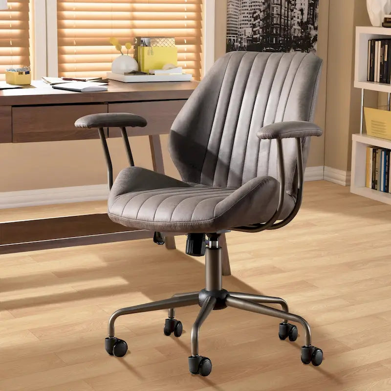 OVIOS Chaise de bureau ergonomique en suède avec soutien lombaire