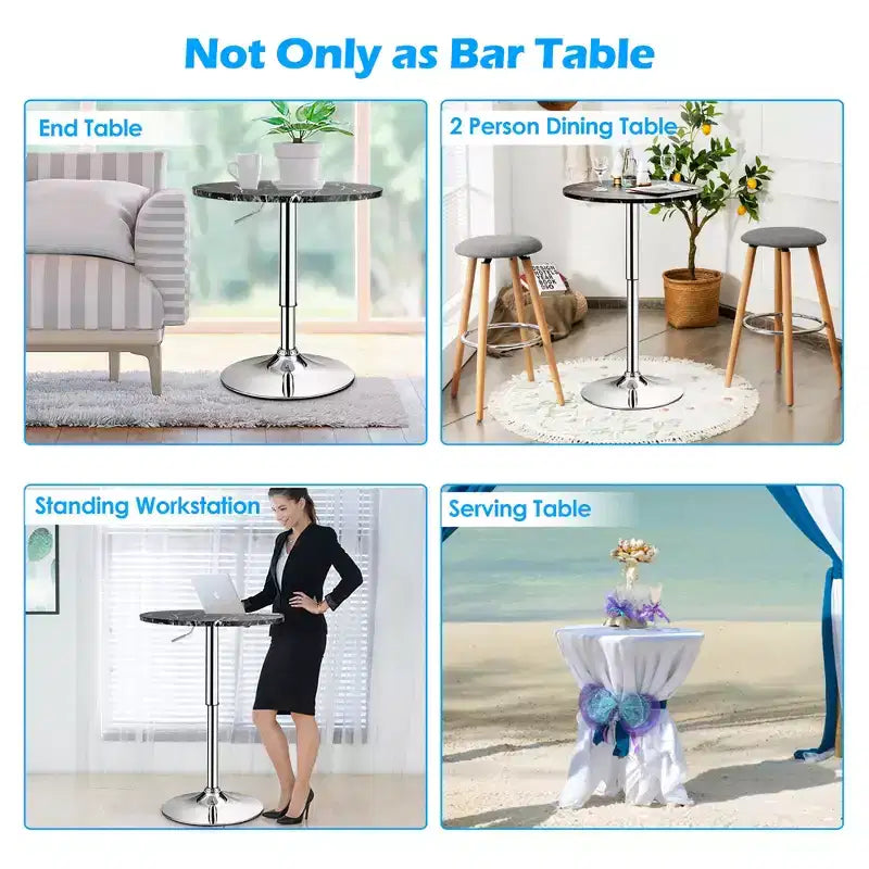 Table de bistrot ronde Costway, réglable en hauteur et pivotante à 360°, noire