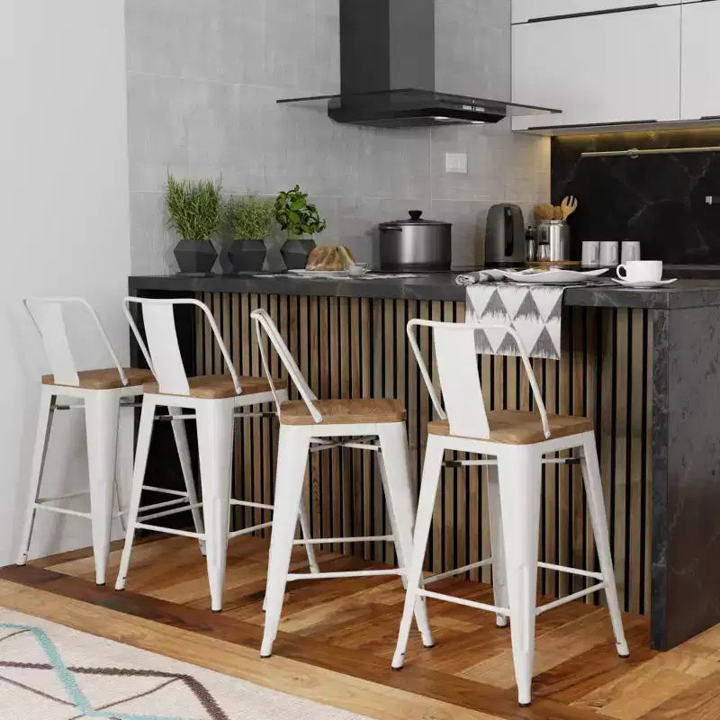 Lot de 4 tabourets de bar à hauteur de comptoir 24 Josephine en métal/bois - WyndenHall
