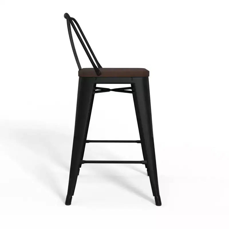 Lot de 4 tabourets de bar à hauteur de comptoir 24 Josephine en métal/bois - WyndenHall