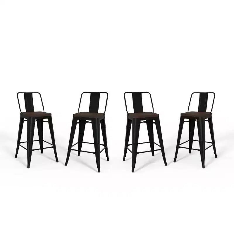 Set of 4 24 Josephine Metal/Wood Counter Height Barstools - WyndenHall