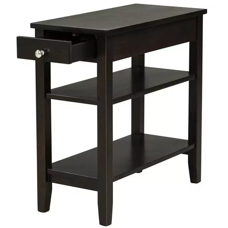 Costway Lot de 2 tables d'appoint à 3 niveaux pour canapé, table de chevet avec étagère et tiroir