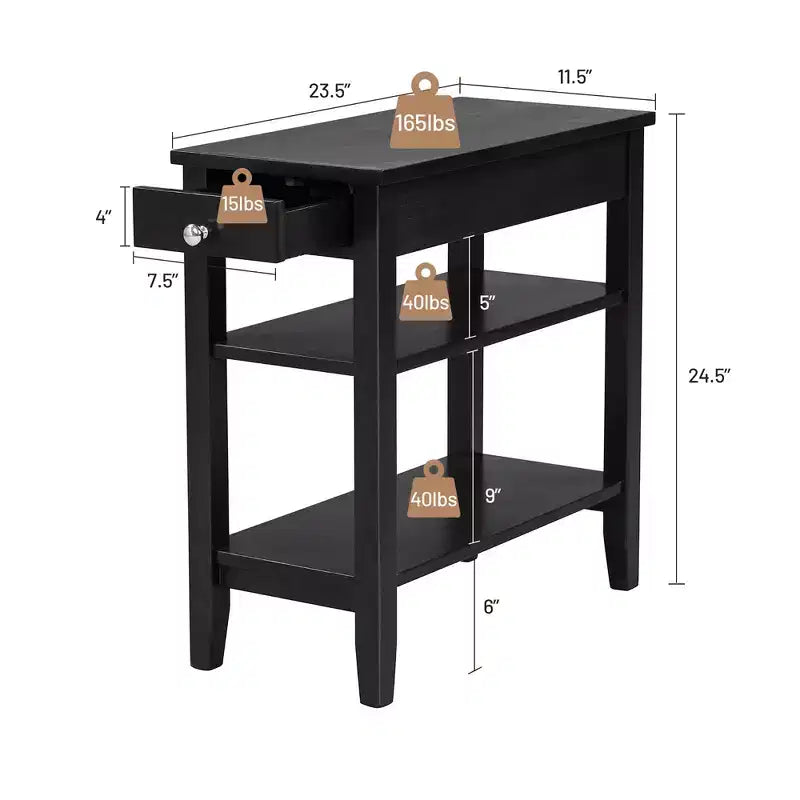 Costway Lot de 2 tables d'appoint à 3 niveaux pour canapé, table de chevet avec étagère et tiroir