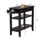 Costway Lot de 2 tables d'appoint à 3 niveaux pour canapé, table de chevet avec étagère et tiroir