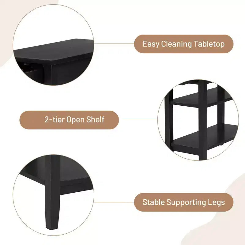 Costway Lot de 2 tables d'appoint à 3 niveaux pour canapé, table de chevet avec étagère et tiroir