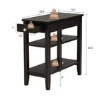 Costway Lot de 2 tables d'appoint à 3 niveaux pour canapé, table de chevet avec étagère et tiroir