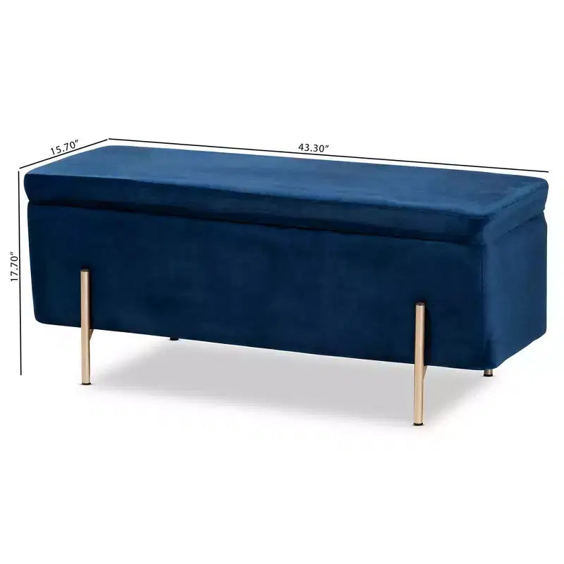 Banc de rangement en métal Rockwell Velvet - Baxton Studio