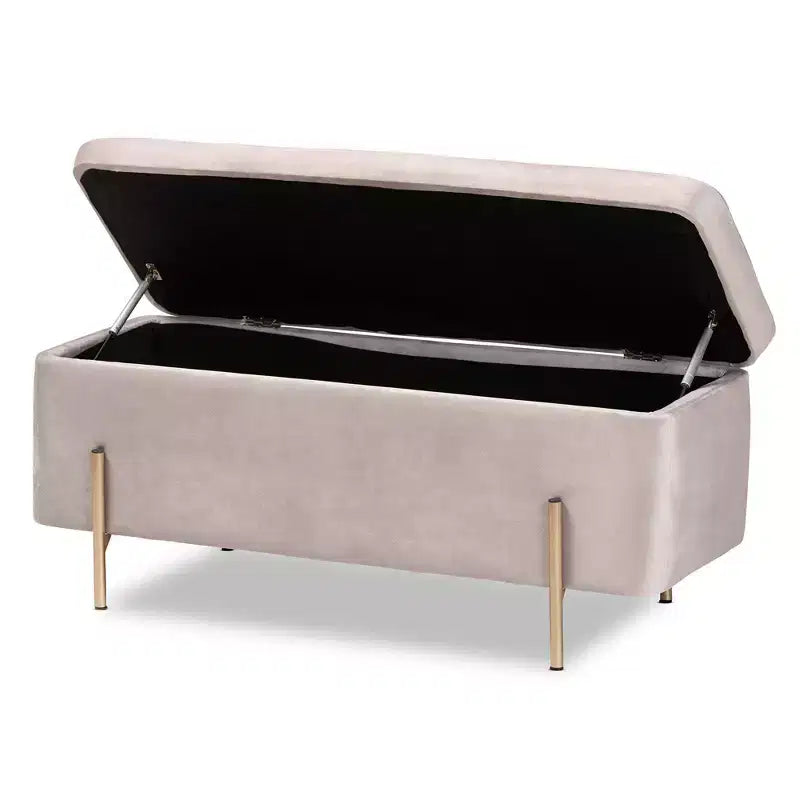 Banc de rangement en métal Rockwell Velvet - Baxton Studio