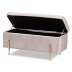 Banc de rangement en métal Rockwell Velvet - Baxton Studio