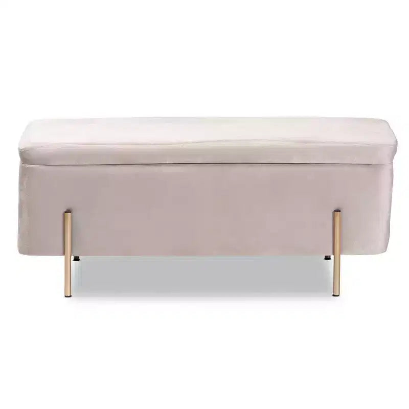 Banc de rangement en métal Rockwell Velvet - Baxton Studio