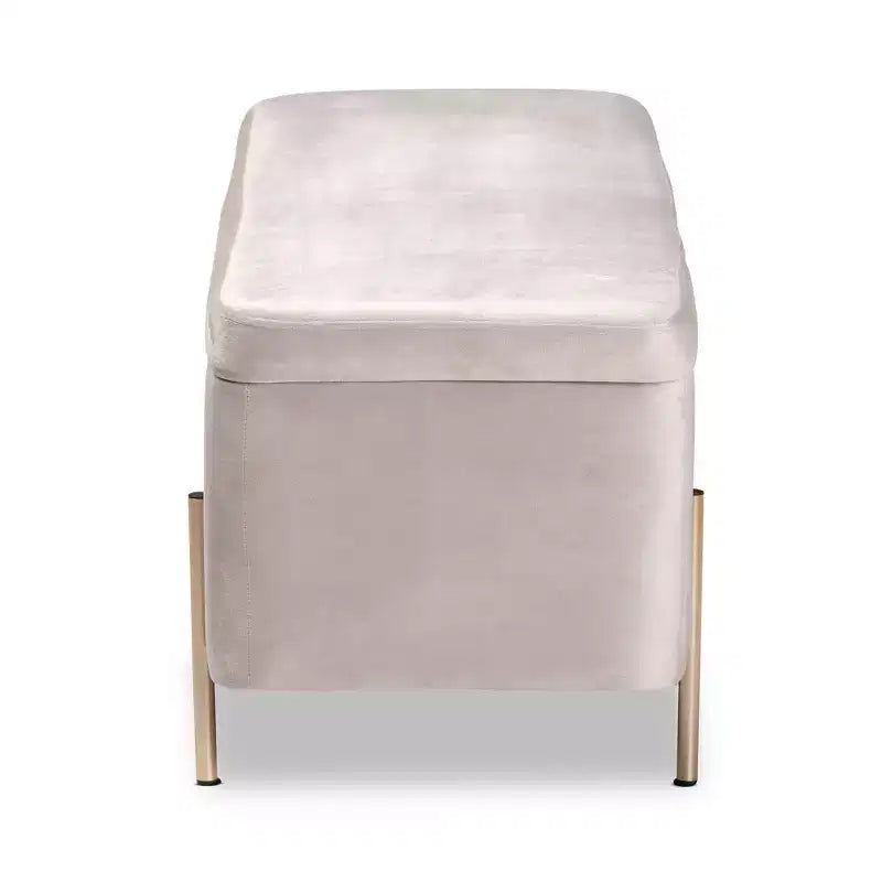 Banc de rangement en métal Rockwell Velvet - Baxton Studio