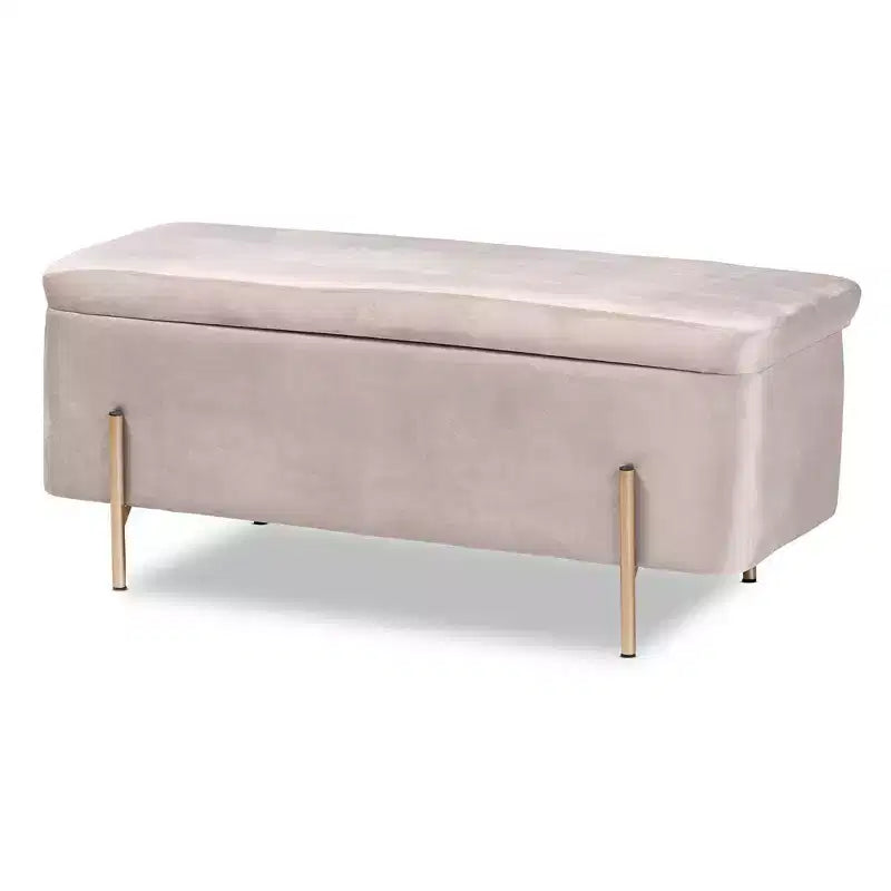 Banc de rangement en métal Rockwell Velvet - Baxton Studio