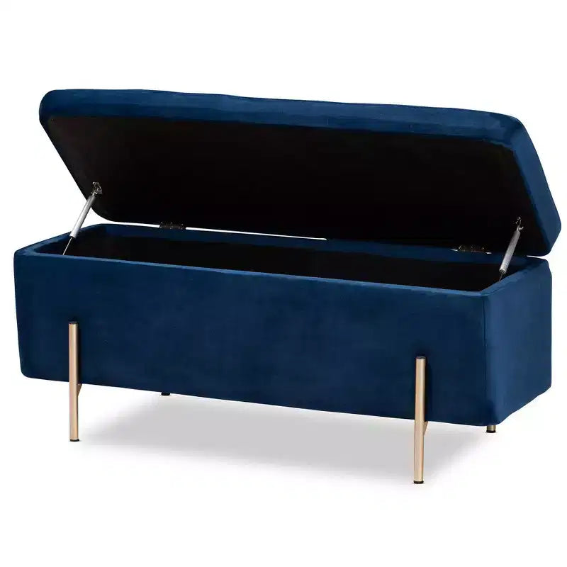 Banc de rangement en métal Rockwell Velvet - Baxton Studio