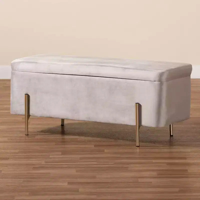 Banc de rangement en métal Rockwell Velvet - Baxton Studio