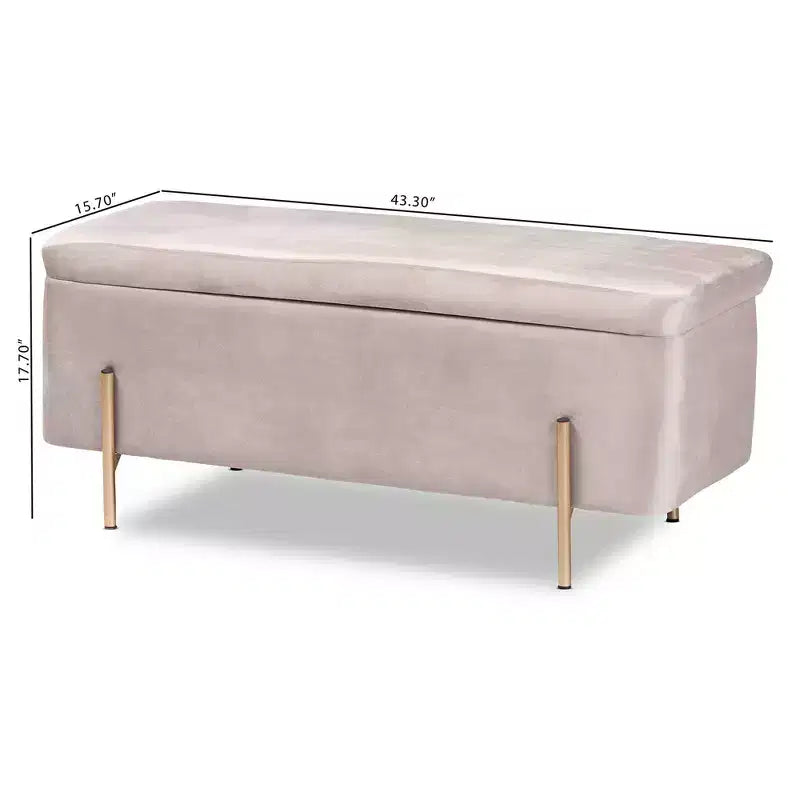 Banc de rangement en métal Rockwell Velvet - Baxton Studio