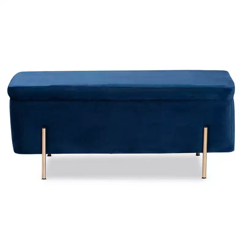 Banc de rangement en métal Rockwell Velvet - Baxton Studio