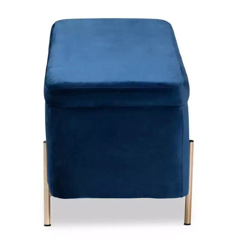 Banc de rangement en métal Rockwell Velvet - Baxton Studio