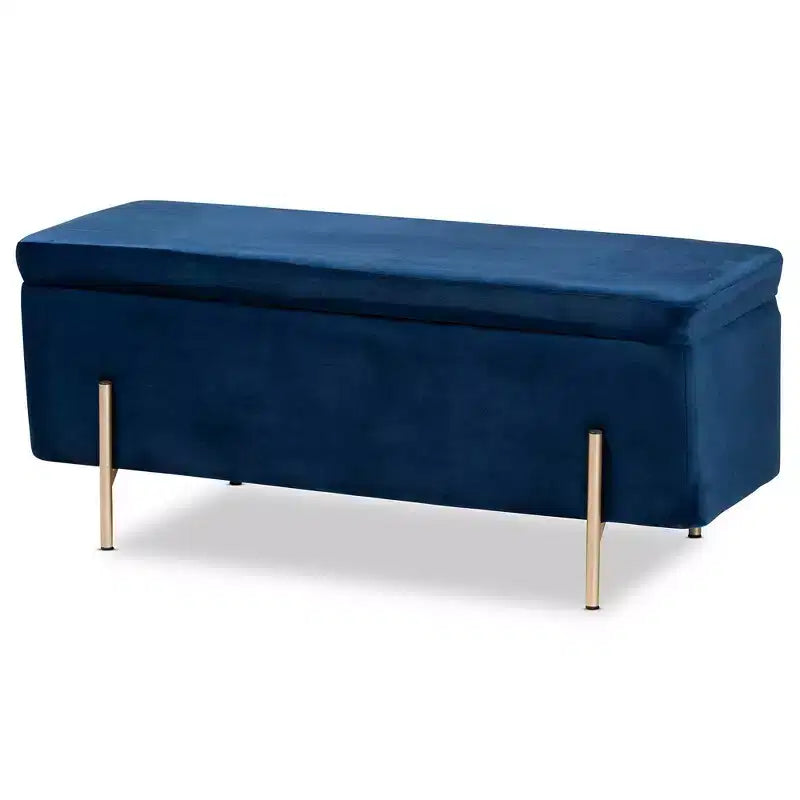 Banc de rangement en métal Rockwell Velvet - Baxton Studio
