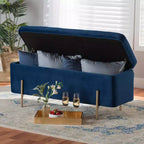 Banc de rangement en métal Rockwell Velvet - Baxton Studio