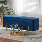 Rockwell Velvet Metal Storage Bench - Baxton Studio