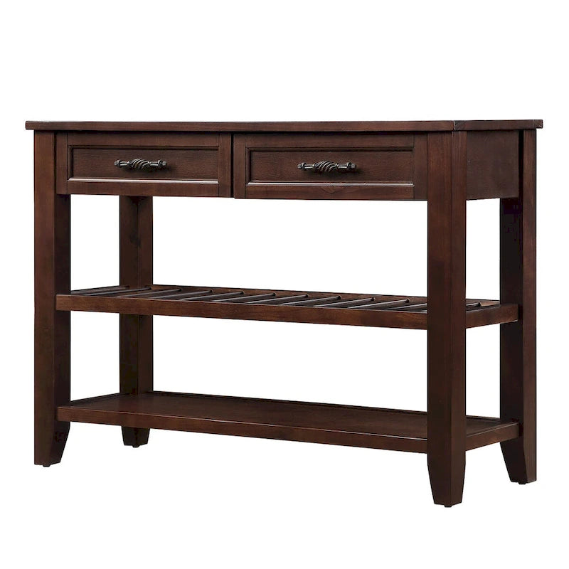 Table console de 42 po avec tiroirs et étagères à niveaux