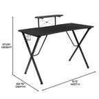 Bureau de jeu BlackArc avec plateau stratifié et cadre en acier - Porte-gobelet détachable, crochet pour casque et support pour smartphone/moniteur