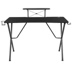 Bureau de jeu BlackArc avec plateau stratifié et cadre en acier - Porte-gobelet détachable, crochet pour casque et support pour smartphone/moniteur
