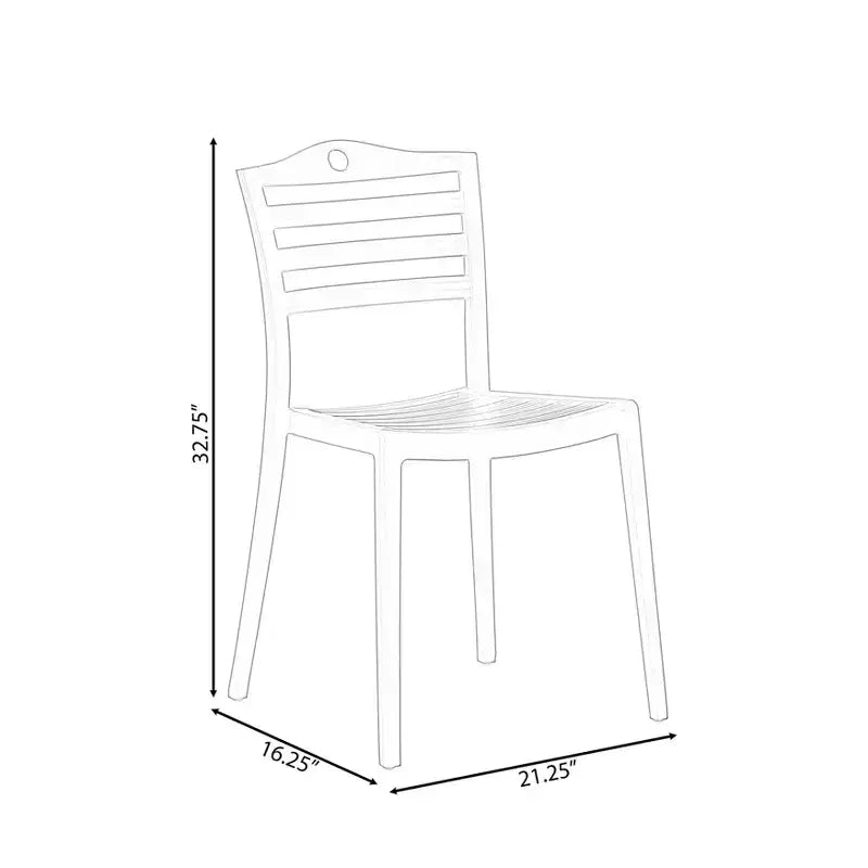 Chaise de salle à manger moderne en plastique Fabulaxe avec dossier à lattes