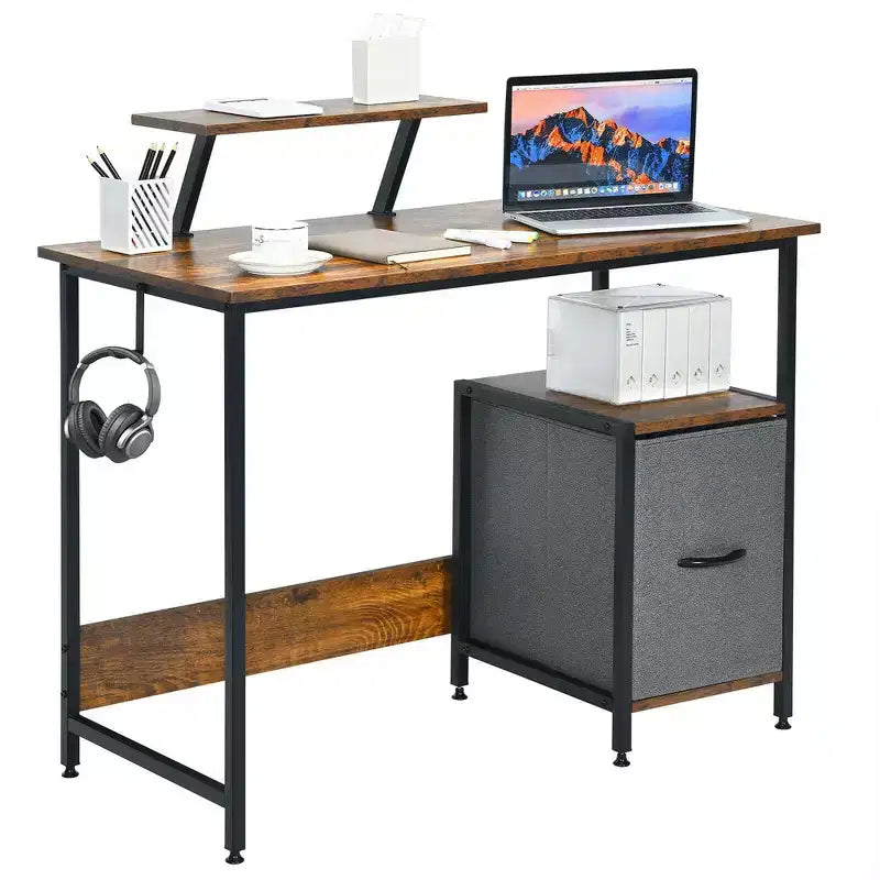 Bureau d'ordinateur Costway avec étagère et casier de rangement mobile pour le bureau à domicile