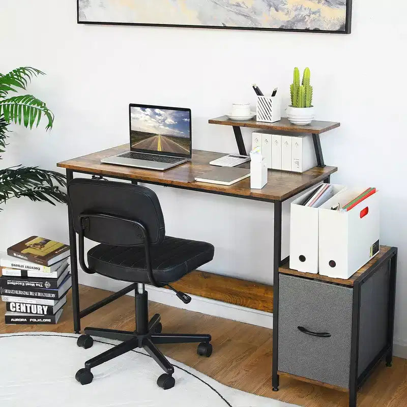 Bureau d'ordinateur Costway avec étagère et casier de rangement mobile pour le bureau à domicile