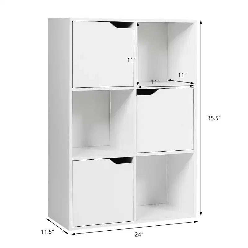 Costway Étagère 6 Cubes Meuble Bibliothèque Bois Étagères de Rangement Séparateur de Pièce Organisation