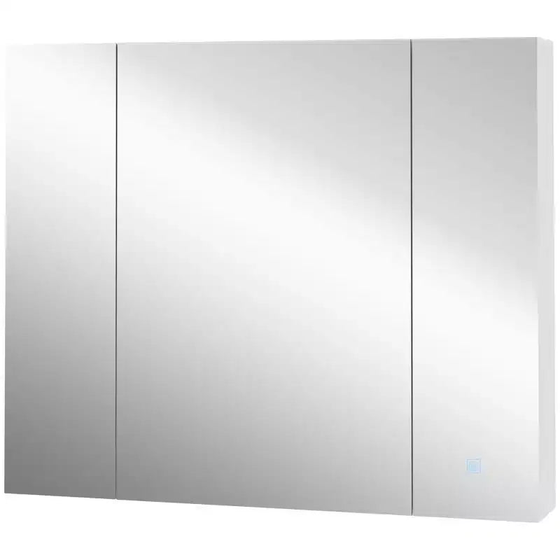 Armoire de toilette kleankin à LED, meuble miroir de salle de bain mural avec interrupteur tactile variateur, trois portes et chargement USB, blanc