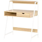 Bureau d'ordinateur HOMCOM, bureau pour petits espaces, table d'écriture avec tiroir et étagères de rangement