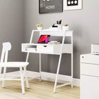 Bureau d'ordinateur HOMCOM, bureau pour petits espaces, table d'écriture avec tiroir et étagères de rangement