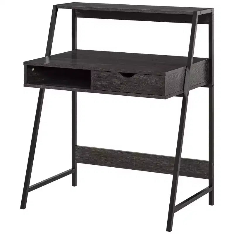 Bureau d'ordinateur HOMCOM, bureau pour petits espaces, table d'écriture avec tiroir et étagères de rangement