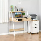 Bureau d'ordinateur HOMCOM, bureau pour petits espaces, table d'écriture avec tiroir et étagères de rangement