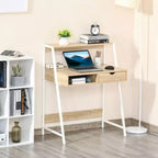 Bureau d'ordinateur HOMCOM, bureau pour petits espaces, table d'écriture avec tiroir et étagères de rangement