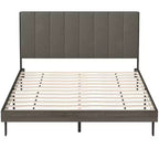 Lit capitonné Costway avec plate-forme en bois, sommier et tête de lit, taille Queen