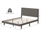 Lit capitonné Costway avec plate-forme en bois, sommier et tête de lit, taille Queen