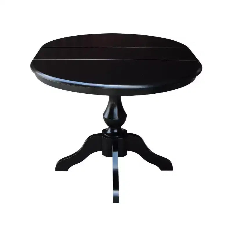 Table de salle à manger à piédestal ronde Kent de 36 po avec rallonge de 12 po – International Concepts