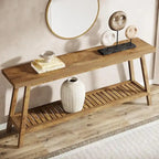 Table console de ferme de 70,9 pouces à 2 niveaux, étroite et longue, à placer derrière le canapé