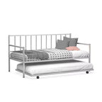 Costway Lit de repos double en métal avec lit gigogne, cadre robuste, ensemble de canapé-lit