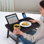 Bureau portable BirdRock Home pour s'asseoir ou se tenir debout avec tiroir de rangement et fente multimédia - Espresso