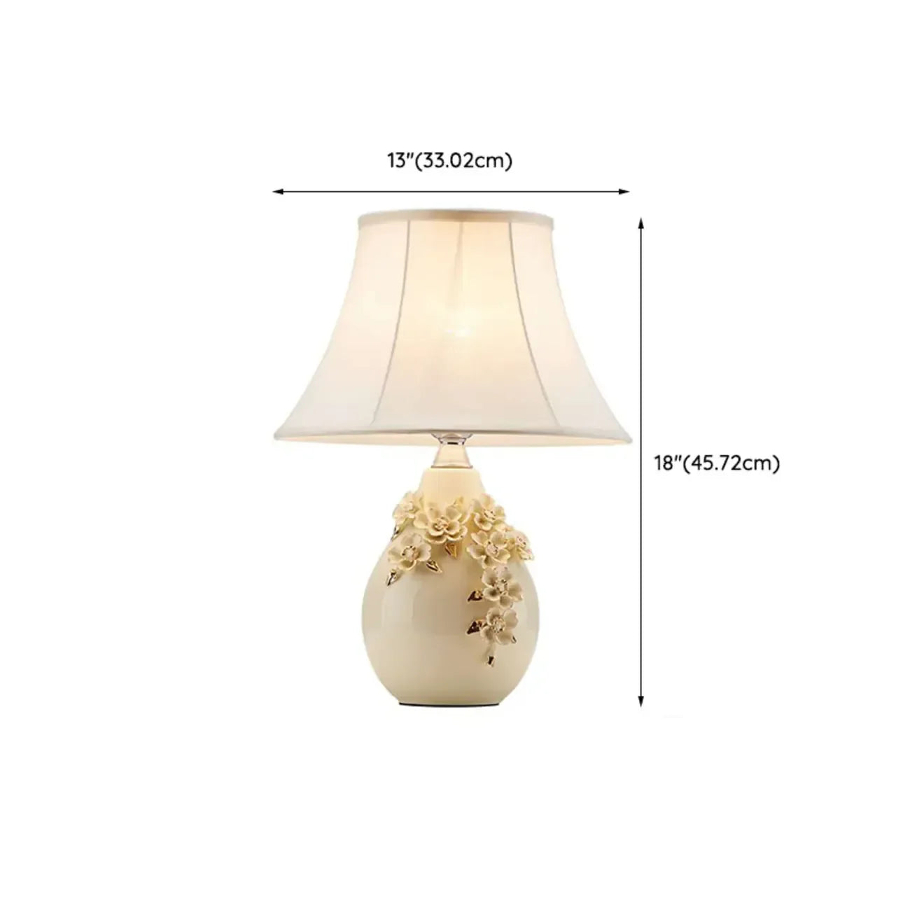 Lampe de table sculptée en céramique blanche avec abat-jour en tissu