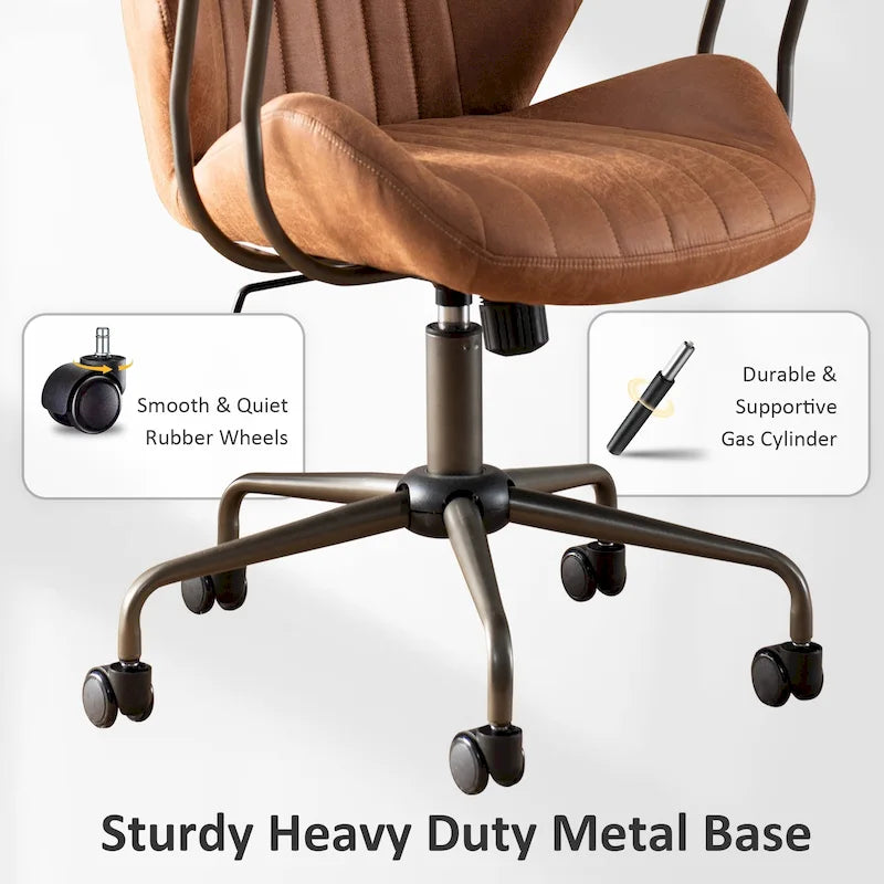 OVIOS Chaise de bureau ergonomique en suède avec soutien lombaire