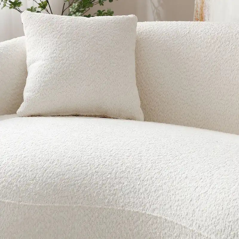 Canapé courbé avec coussins – Tissu côtelé / bouclé, peut accueillir jusqu'à 4 personnes